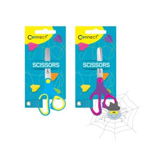   Olló 13cm, iskolai gumírozott fogóval, felakasztható csomagolásban Connect,
