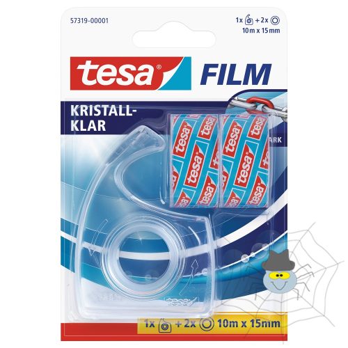 Ragasztószalag 15mmx 10m irodai 2 db víztiszta szalag+adagoló 57319 Crystal Clear Tesa