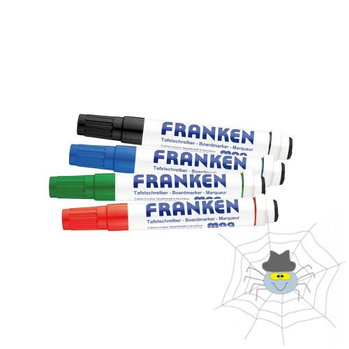 Táblamarker készlet, 1-3mm, kerek, antibakteriális mágneses, Franken, 4 klf. szín