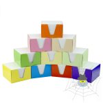  Fehér színű kockatömb színes karton doboz tartóban - 9 x 9 x 6 cm