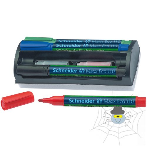 Tábla- és flipchart marker készlet 1-3mm, szivaccsal Schneider Maxx Eco 110, 4 klf. szín