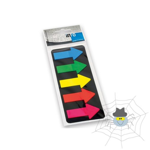 Jelölőcímke 25x45mm, 5x25lap, nyíl Gln kék zöld sárga narancssárga rózsaszín