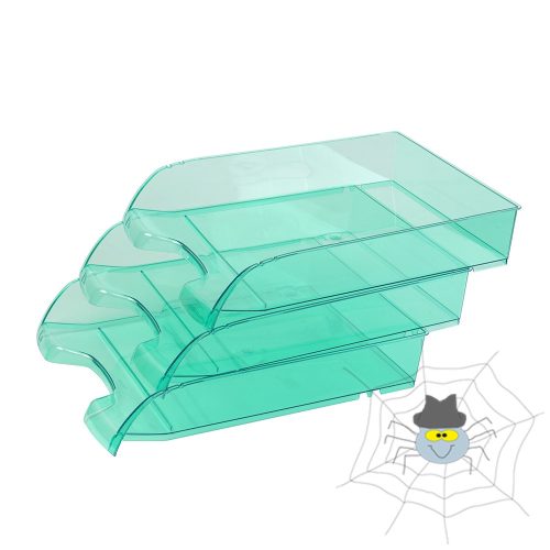 Műanyag irattálca - extra széles 345 x 270 x 67 mm - áttetsző zöld
