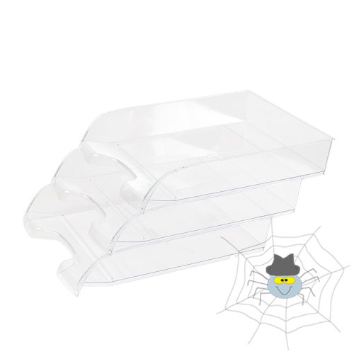 Műanyag irattálca - extra széles 345 x 270 x 67 mm - áttetsző víztiszta