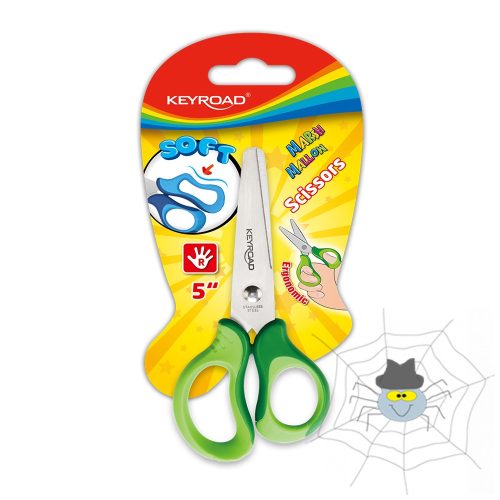 Olló 13 cm tompa fejű Keyroad Soft Grip vegyes színek