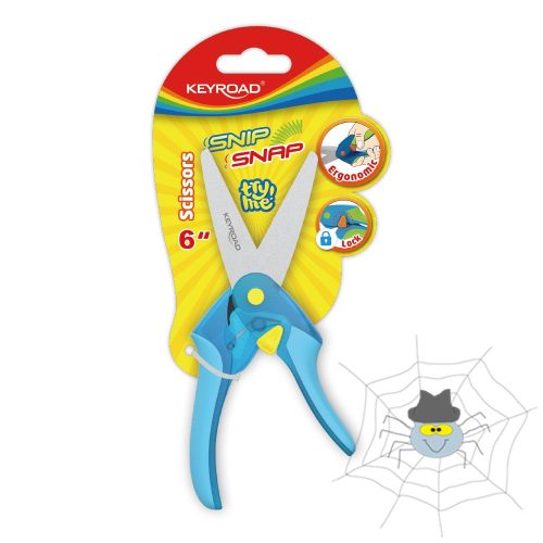 Olló 15 cm tompa fejű Keyroad Snip Snap vegyes színek