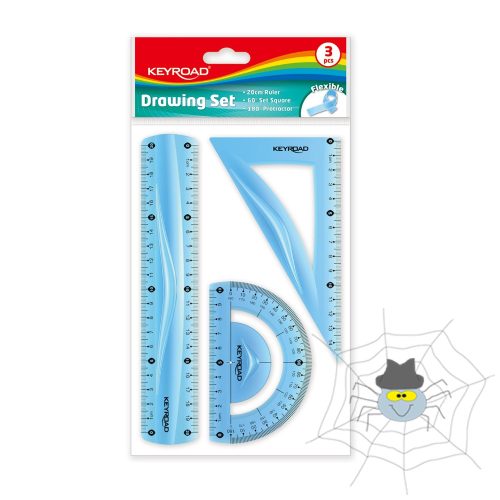 Vonalzó készlet 20 cm, flexibilis 3 db/bliszter Keyroad vegyes színek