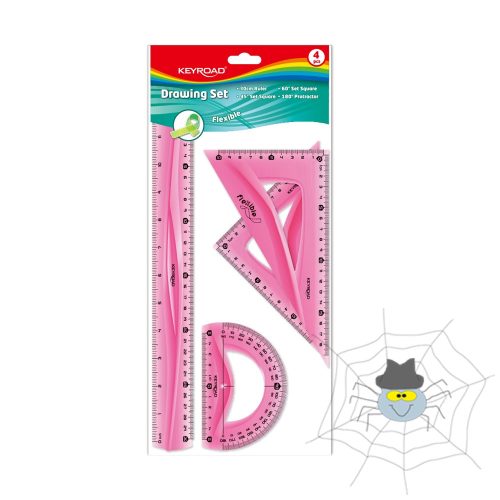 Keyroad flexibilis vonalzó készlet - 4 db/készlet - vegyes színek