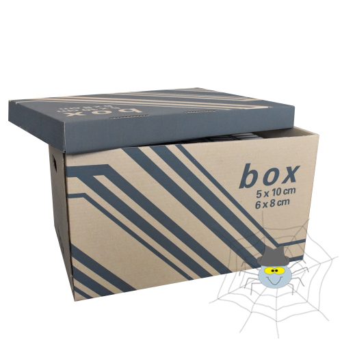 Archiváló konténer karton doboz fedeles 52x35x30cm, külön záródó levehető fedéllel Fornax