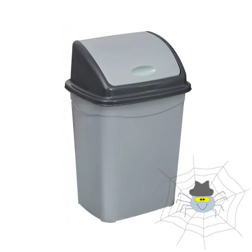 Szemetes kuka billenő fedéllel, műanyag, 26 literes, szürke, UP120