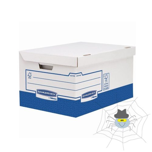 Archiváló konténer, karton, ultra erős, nagy, Fellowes® Bankers Box Basic, 10 db/csomag, kék-fehér