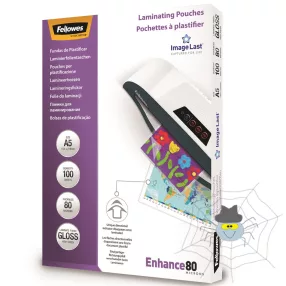   Lamináló fólia, A5, 80 mikron, fényes, 100 db/doboz, Fellowes®