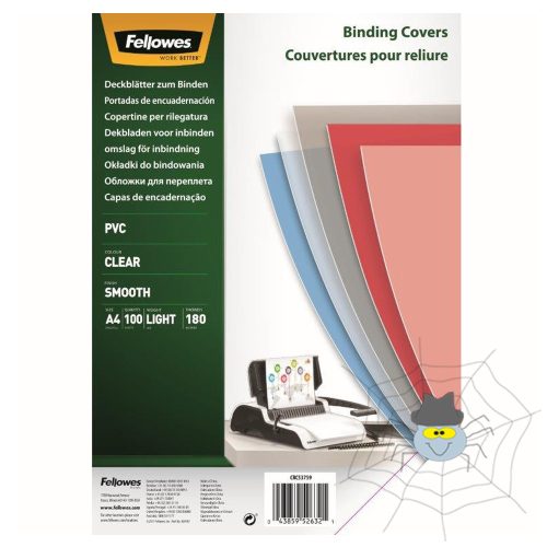 Előlap, A4, 180 mikron, 100 db/csomag, Fellowes® víztiszta