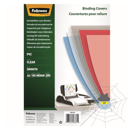 Előlap, A4, 200 mikron, 100 db/csomag, Fellowes® víztiszta
