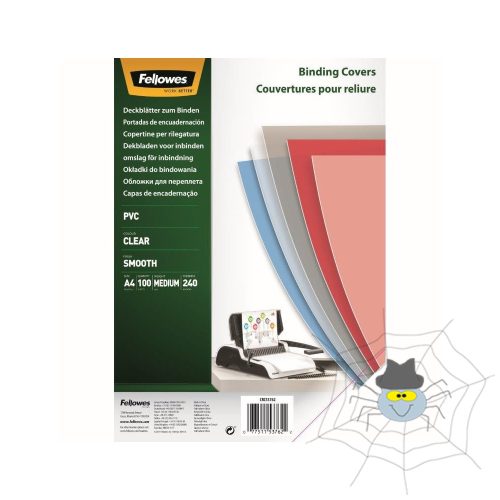 Előlap, A4, 240 mikron, 100 db/csomag, Fellowes® víztiszta