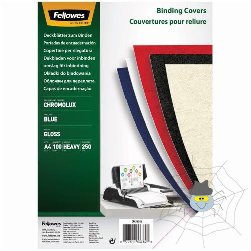 Hátlap, A4, 250 g, fényes, Fellowes® ChromoLux, 100 db/csomag, kék