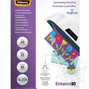   Lamináló fólia, A3, 80 mikron, fényes, 25 db/doboz, Fellowes®