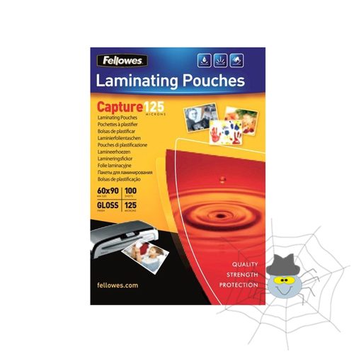 Lamináló fólia, 60x90mm, 125 mikron, fényes, 100 db/doboz, Fellowes®