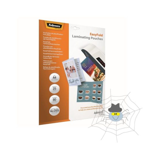 Lamináló fólia, A4, 80 mikron, fényes, 25 db/doboz, Admire Easyfold Fellowes®