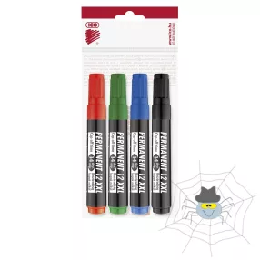    Ico 12XXL permanent vágott hegyű marker készlet 1-4 mm - 4 szín/készlet 