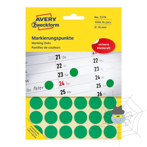 AVERY Zweckform etikett címke, Ø18 mm, jelölésre, 24 címke/ív, 44 ív/csomag - zöld