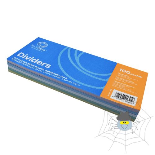 Elválasztócsík, karton 190g. 10,5x24cm, 100 db/csomag, Bluering® vegyes színek