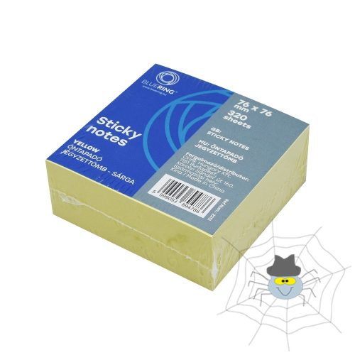 Bluering® öntapadó jegyzettömb 76x76 mm, 320 lap - sárga