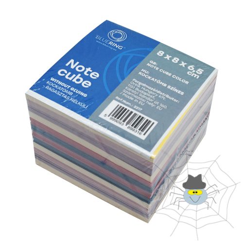 Kockatömb 8x8x6,5cm, ragasztás nélküli Bluering® színes