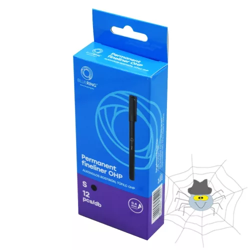 Bluering® S rostirón, tűfilc alkoholos 0,4 mm, OHP - fekete