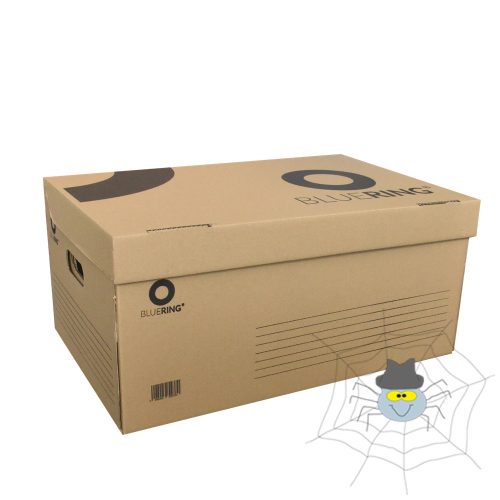 Archiváló konténer karton doboz fedeles 54x36x25cm, felfelé nyíló tetővel Bluering® barna