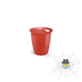 Papírkosár 16l, Durable Trend, áttetsző piros