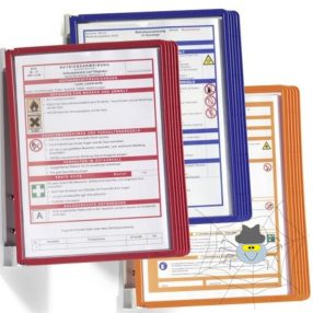   Bemutatótábla tartó, fali, 5 db táblával, Durable Vario® Wall 5, sötétkék