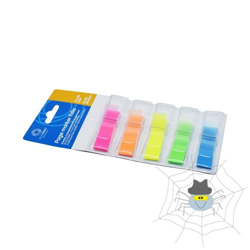 Jelölőcímke 12x45mm, 5x25lap, műanyag 5szín/bliszter, kemény tokos adagolóban Bluering®