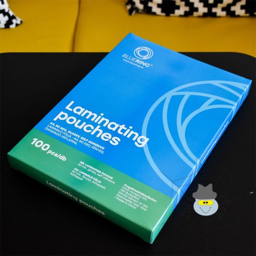 Lamináló fólia A4, 80 micron öntapadó hátlappal 100 db/doboz, Bluering®,