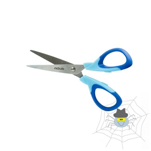 Olló, 14cm, hegyes, iskolai, ergonomikus, Nebulo