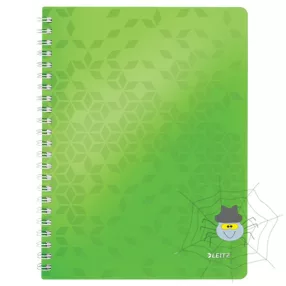 Spirálfüzet LEITZ Wow A/4 80 lapos kockás zöld
