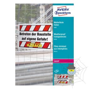   AVERY 3487 A4 fehér, időjárásálló fólia - 100 fólia/doboz