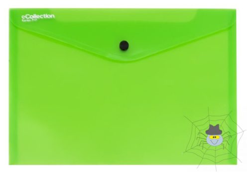 E-COLLECTION műanyag, patentos A/4 irattasak - átlátszó zöld