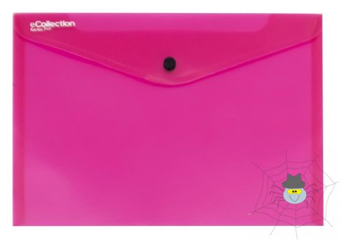 E-COLLECTION műanyag, patentos A/4 irattasak - átlátszó pink