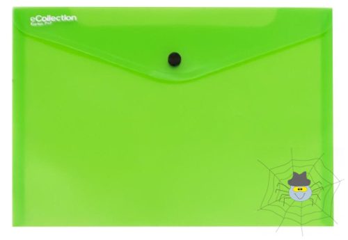E-COLLECTION műanyag, patentos A/5 irattasak - átlátszó zöld