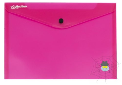 E-COLLECTION műanyag, patentos A/5 irattasak - átlátszó pink