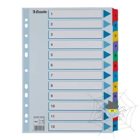 Regiszter ESSELTE Mylar A/4 karton 1-12