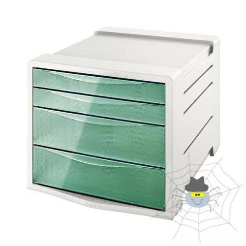 Irattároló ESSELTE Colour'Ice 4 fiókos műanyag áttetsző szürke/zöld