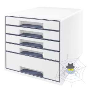 Irattartó LEITZ Wow Cube 5 fiókos fehér/szürke