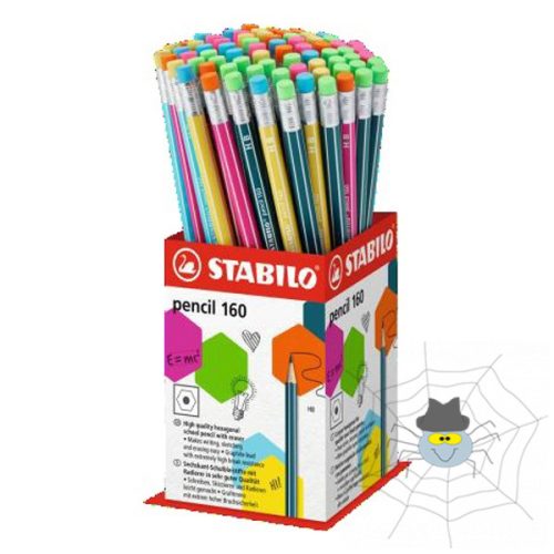 Grafitceruza display STABILO Pencil 160 HB hatszögletű radíros 72 db-os