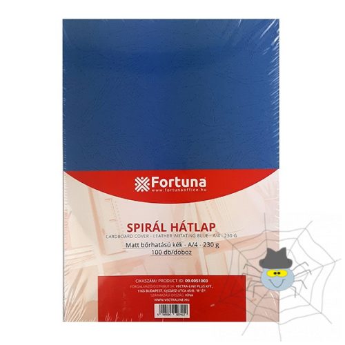 FORTUNA A4 230 gram matt bőrhatású kék hátlap - 100 db/csomag
