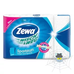   Kéztörlő tekercses háztartási ZEWA Wisch&Weg Original Sparblatt 2 rétegű 4 tekercses