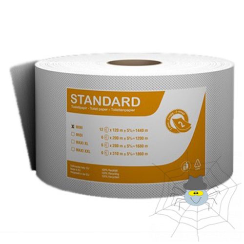 Standard Jumbo mini toalettpapír 19 cm x 120 m, 2 rétegű fehér - 12 tekercs/csomag