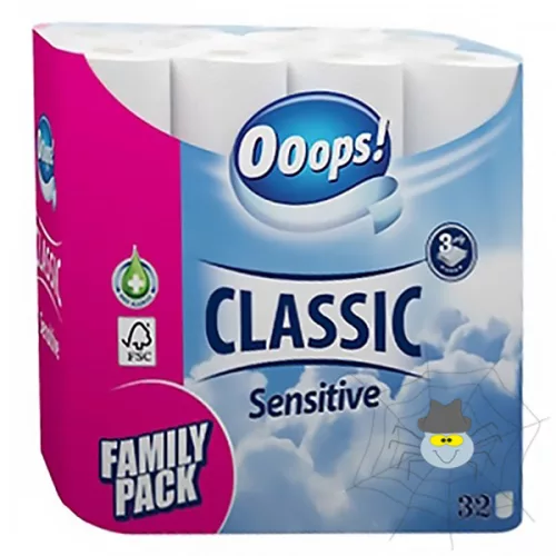 Toalettpapír OOOPS! Classic Sensitive 3 rétegű 32 tekercs