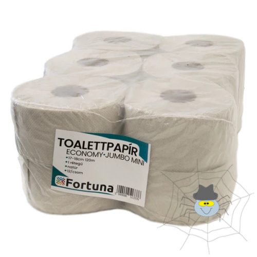 Toalettpapír FORTUNA Economy Jumbo mini 17-18cm 120m 1 rétegű natúr 12 db/csomag